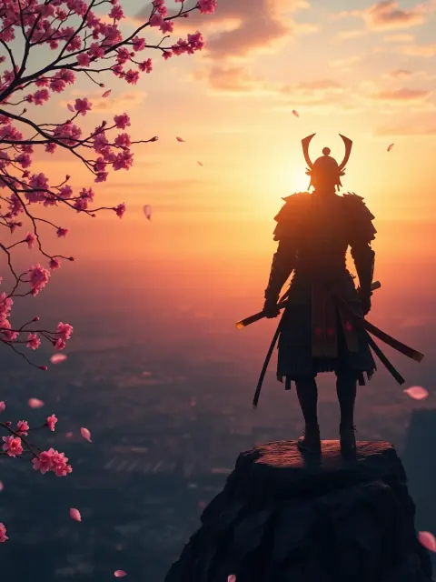 AI-generated samurai warrior art at sunset — cinematic digital art created with LUNA AI art generator app